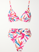 Photo non portée d'un maillot deux-pièces imprimé tropical 