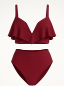 Mock-up maillot de bain deux pièces de couleur bordeaux